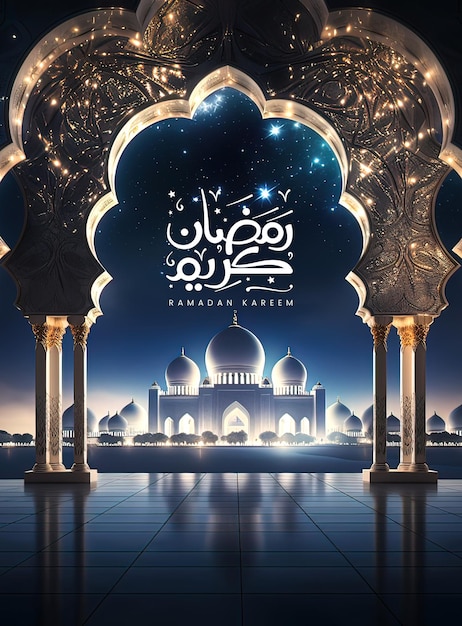 PSD ramadan kareem with lantern and islamic background