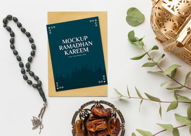 PSD ramadan kareem with plants mockup