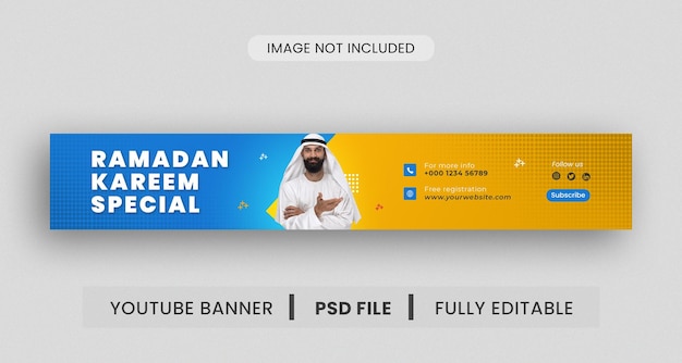 Design del modello di banner youtube ramadan kareem