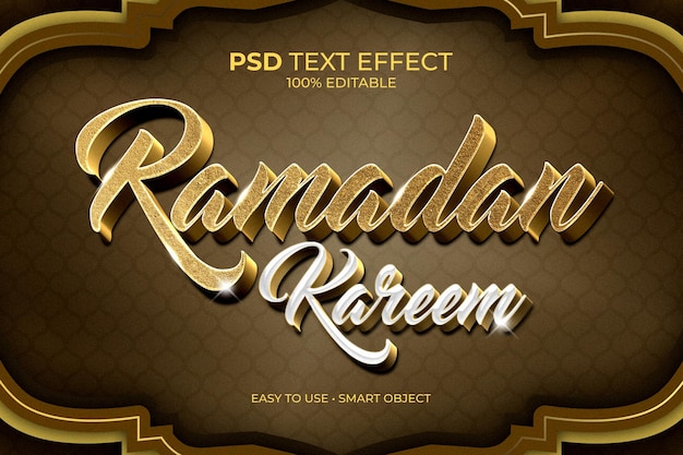 PSD ramadan kareen gold text effect