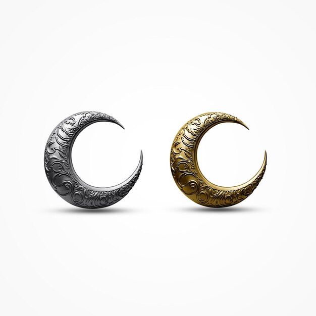 Ramadan karim crecsent design silver and gold