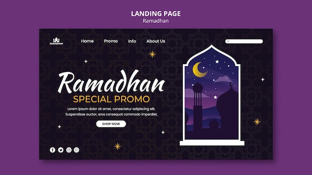 PSD ramadan landing page template illustrated