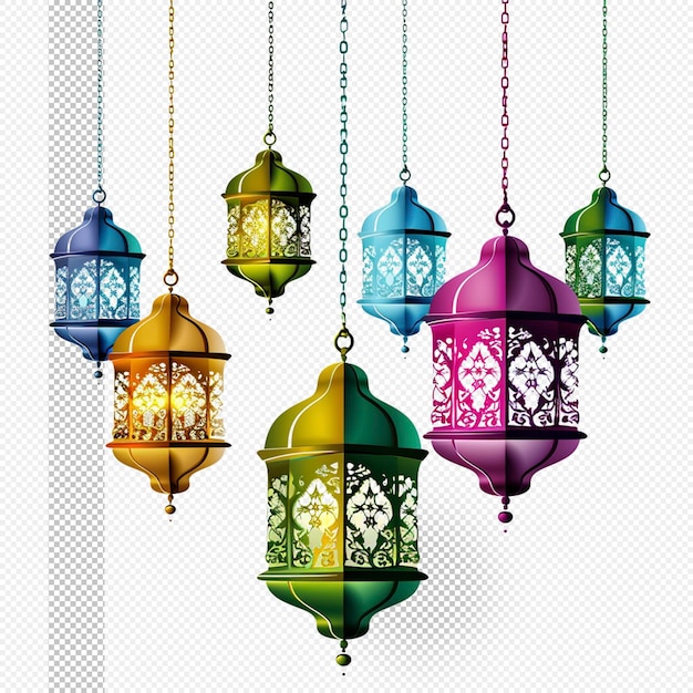 Ramadan lantern lamp set transparent background