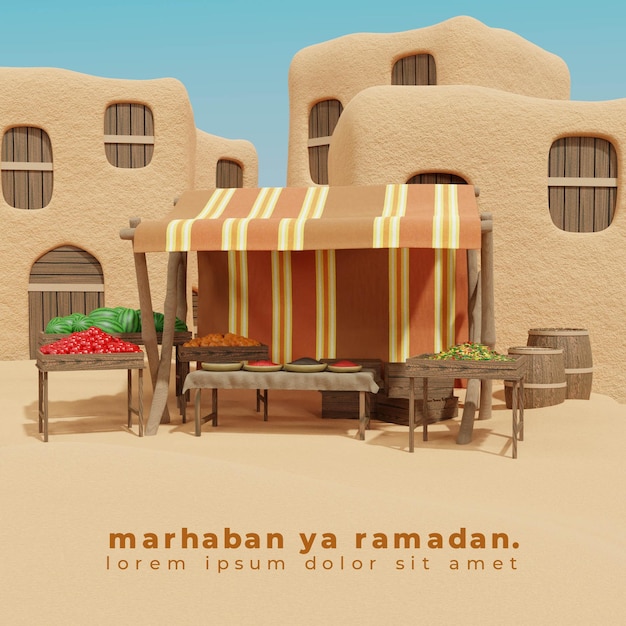 PSD ramadan middle east market desert environment