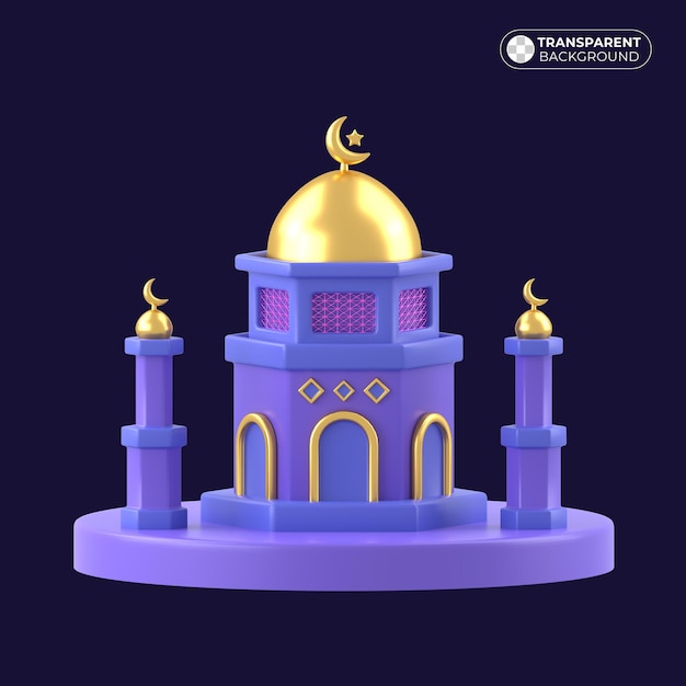 PSD moschea del ramadan icona 3d sfondo creativo