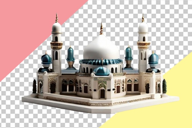 Moschea e minareto del ramadan su fondo bianco