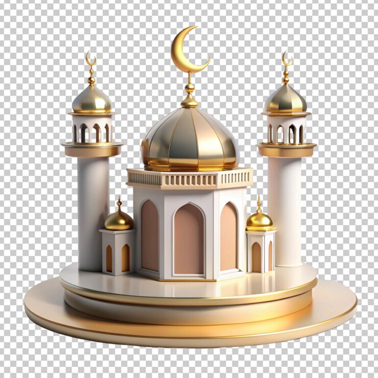 Ramadan mosque podium 3d illustration isolated on white background