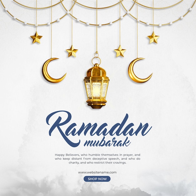 Ramadan mubarak 3d social media post design template