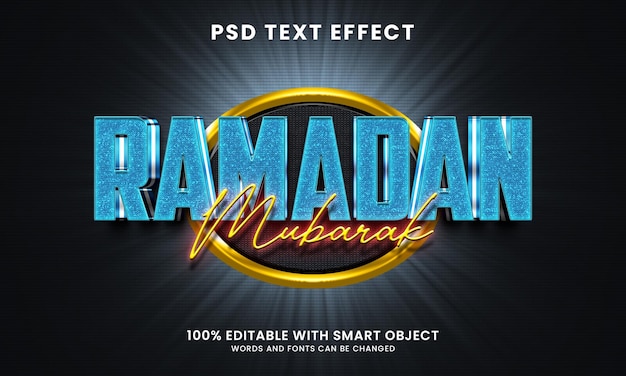 Modello di effetto testo in stile 3d ramadan mubarak