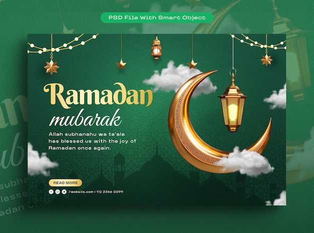 Ramadan Mubarak Arabic Golden Banner Design Template