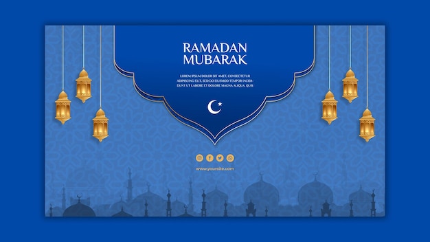 Ramadan mubarak banner design template social media post