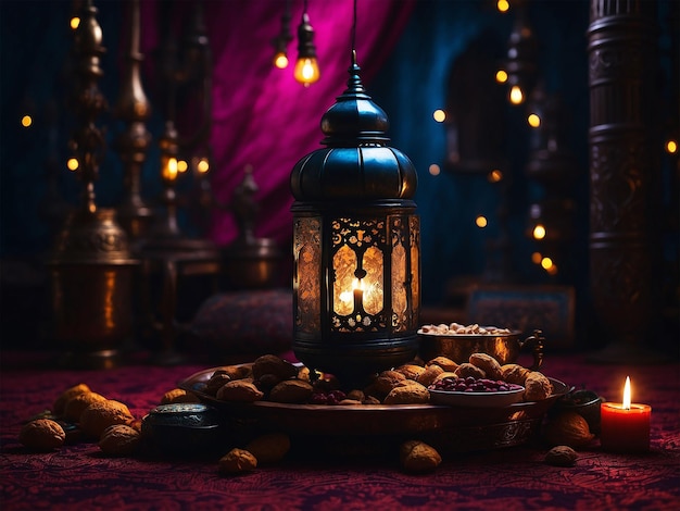 PSD ramadan mubarak ciemne tło wysoce realistyczny projekt