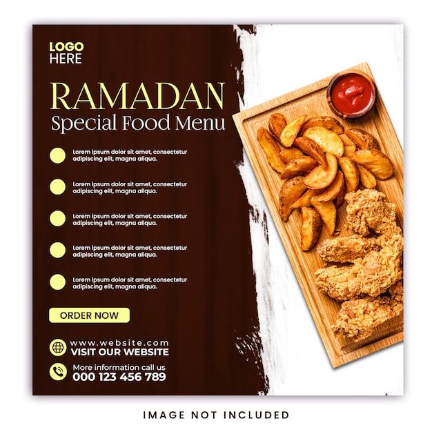 PSD ramadan mubarak food menu social media post