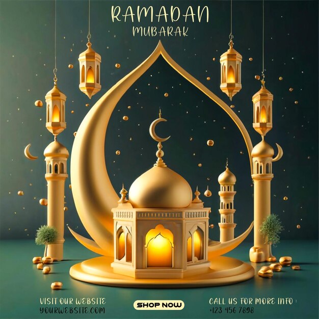 Ramadan mubarak greeting card