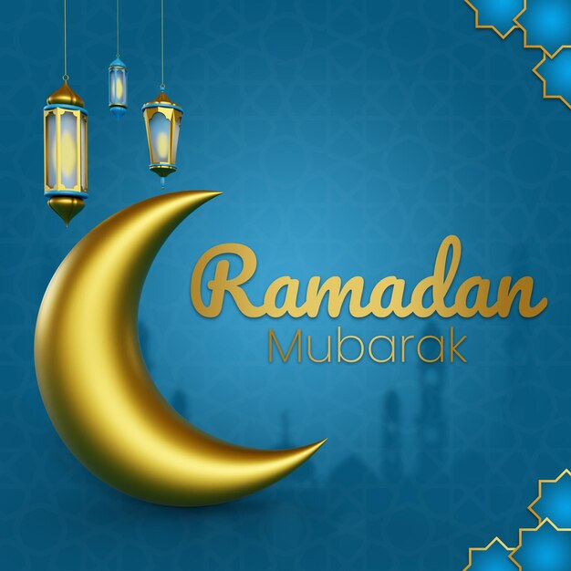 PSD modello 3d per post su instagram di ramadan mubarak