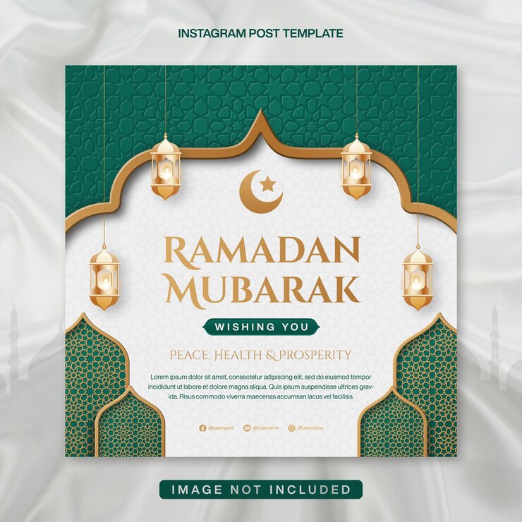 PSD ramadan mubarak instagram post banner template with lantern and islamic background