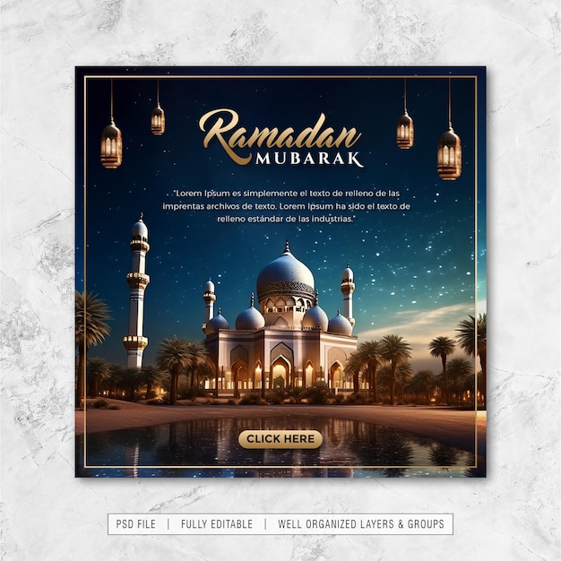 PSD ramadan mubarak instagram post szablon psd