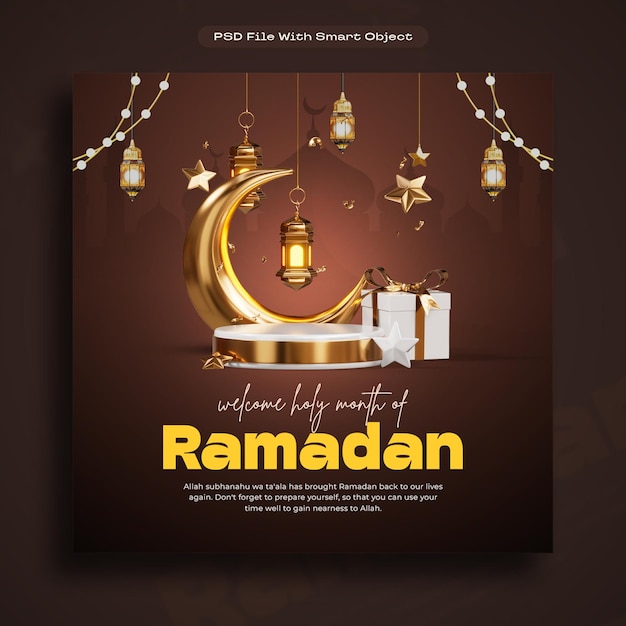 PSD ramadan mubarak festival islamico modello di post sui social media.