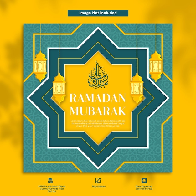 Ramadan Mubarak minimalistisch ontwerp wenskaartsjabloon