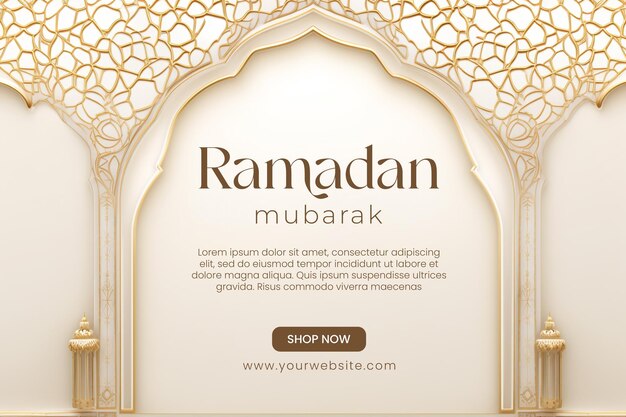 Template di design di banner per i social media di ramadan mubarak con mezzaluna e lanterne islamiche