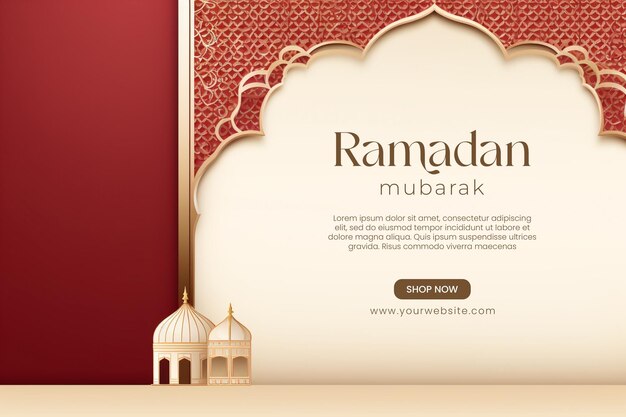 PSD ramadan mubarak social media banner design template with crescent and islamic lanterns