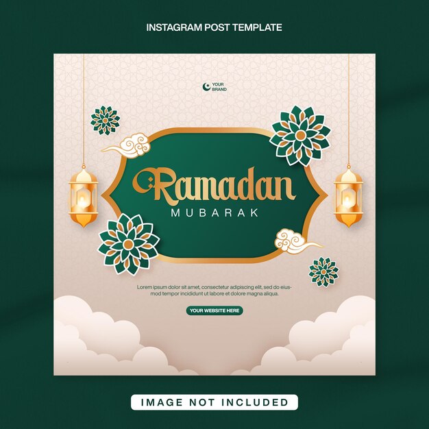 Ramadan Mubarak Social Media Instagram Post Banner Template Design With Islamic Background