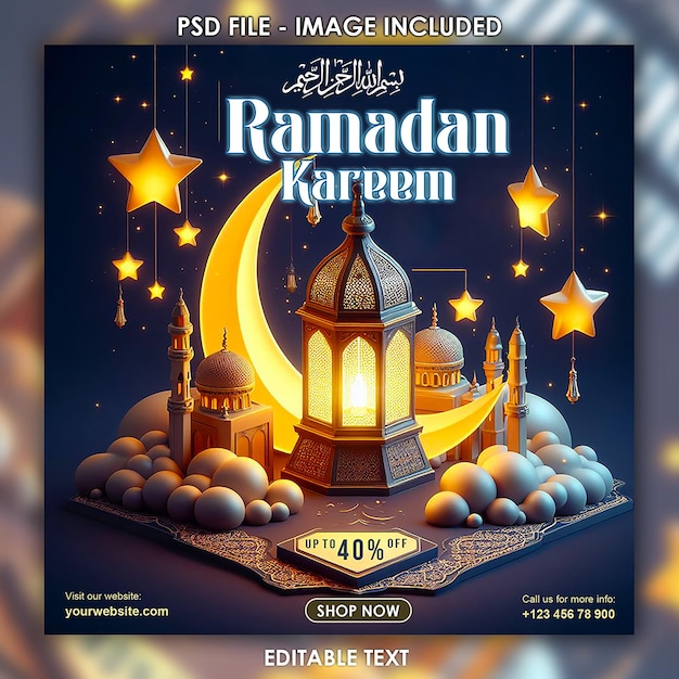 PSD ramadan mubarak social media post template psd file