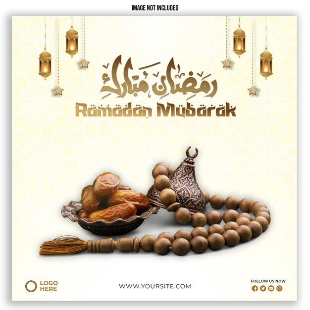 Template di post sui social media di ramadan mubarak