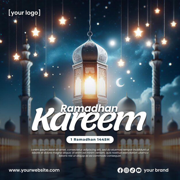 Ramadan Mubarak social media post with ai image PSD