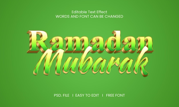 Ramadan mubarak teksteffect psd