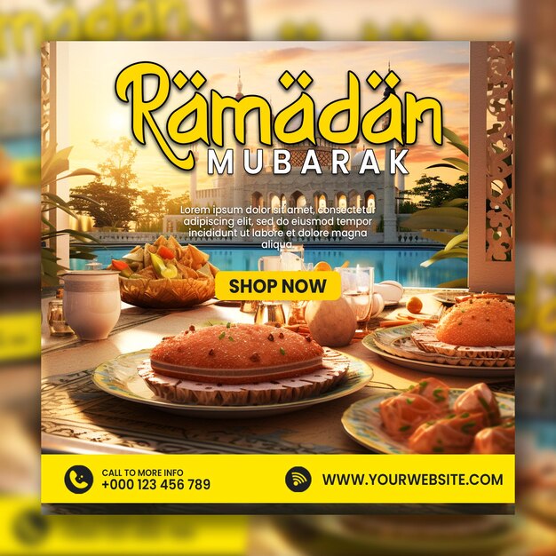 Ramadan mubarak traditional islamic festival social media post template