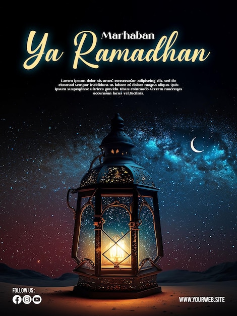 ramadan poster met foto van prachtige lantaarndecoratie