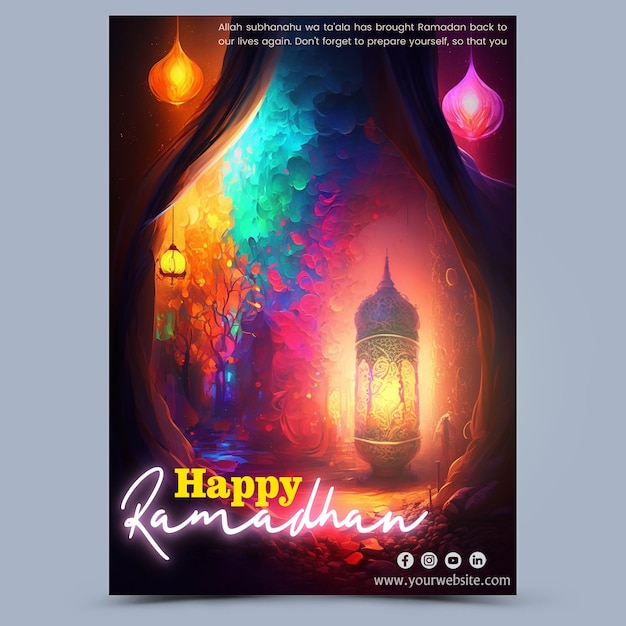 PSD ramadan poster met foto van prachtige lantaarndecoratie