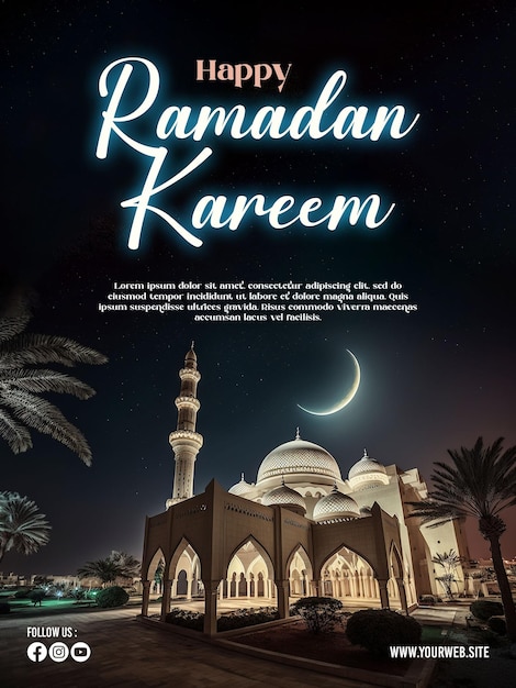 ramadan poster with photo of beautiful mosque