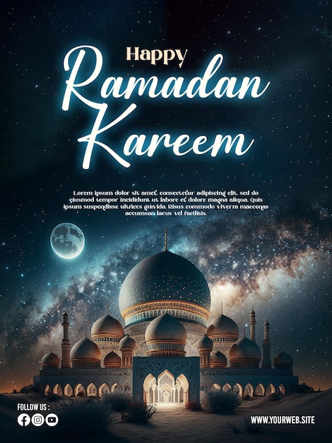 PSD ramadan poster with photo of beautiful mosque