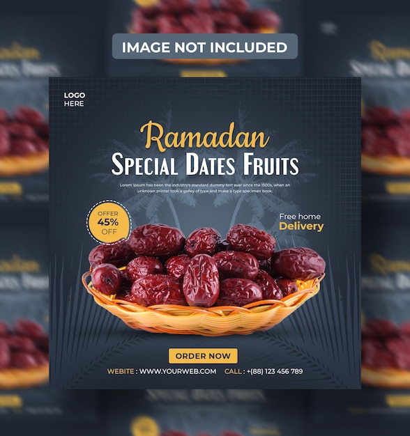 Рамадан премиальные даты фрукты шаблон поста в социальных сетях