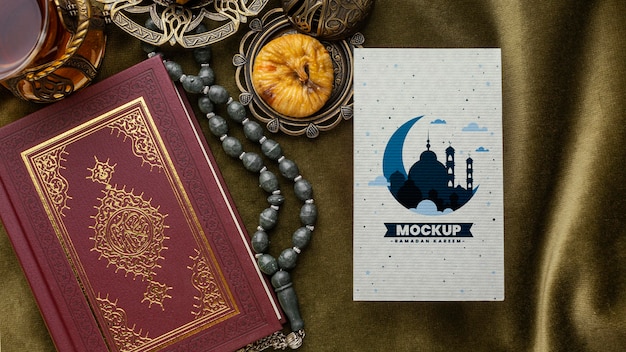 PSD ramadan print mockup en boek