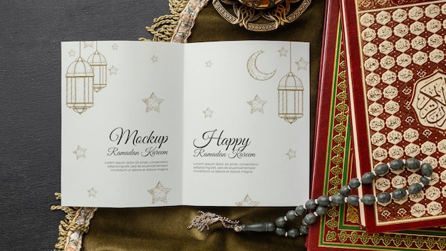 PSD ramadan print mockup en boeken