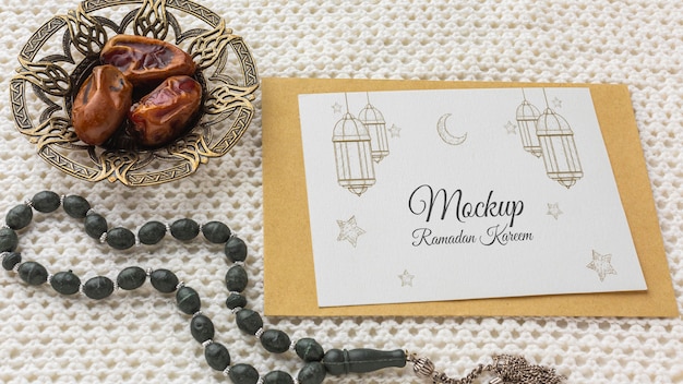 PSD ramadan print mockup high angle