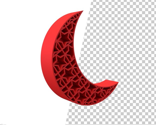 ramadan red moon icon 3d render