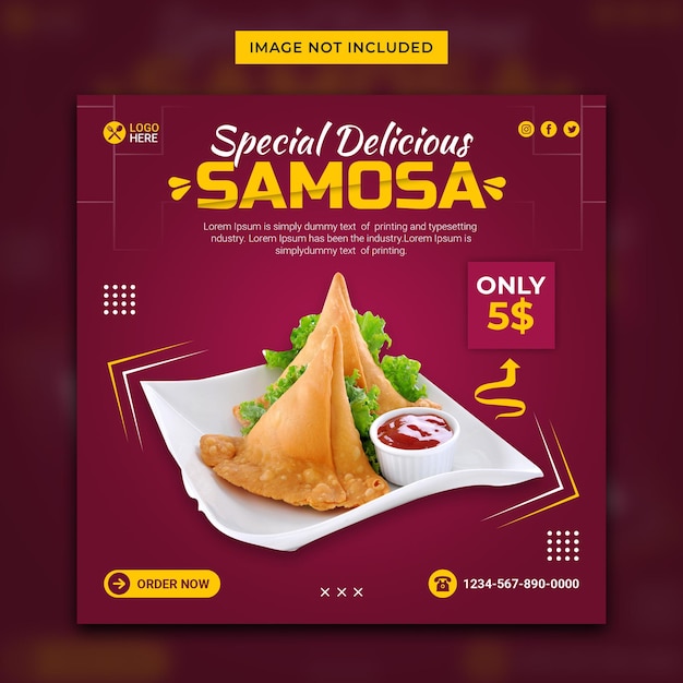 PSD ramadan restaurant food banner and instagram post template