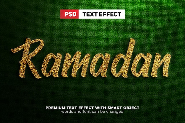 Ramadan Royal Glitter gold luxury glamour text effect mock up template