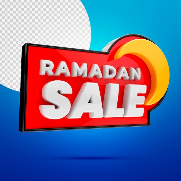 Ramadan sale 3d banner mockup isolated on blue