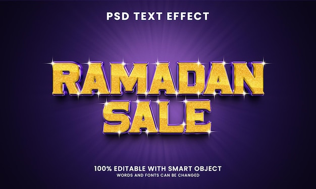 Ramadan sale glitter 3d editable text effect with sparkle