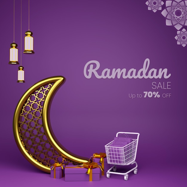 Ramadan vendita instagram post 3d illustrato