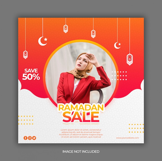 Рамадан продажи рекламный баннер или квадратный флаер для социальной сети пост шаблона