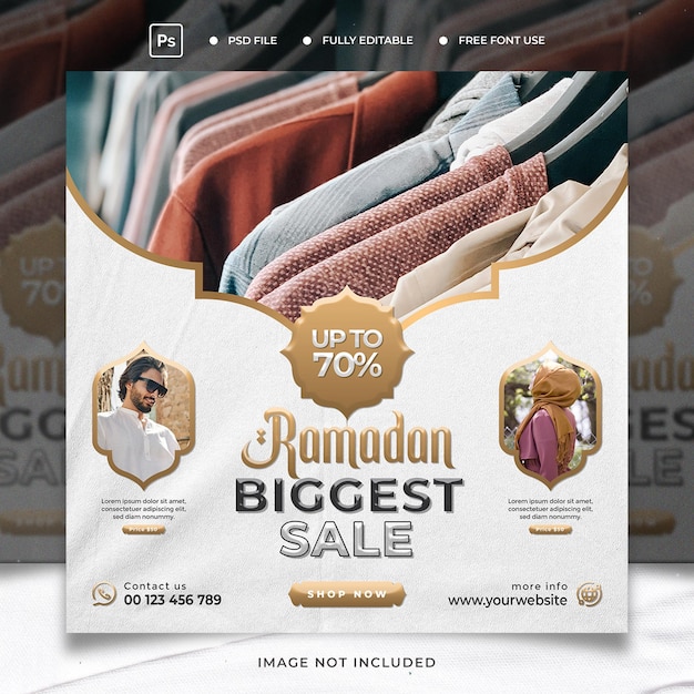 PSD ramadan sale social media post template