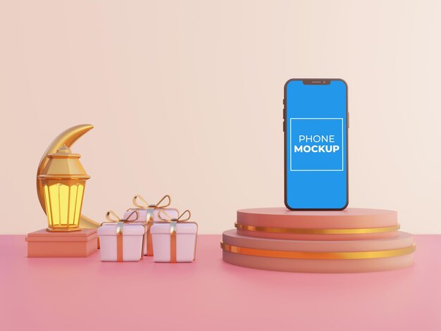 Ramadan slimme mockup met 3d illustratie