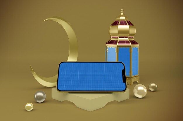 PSD mockup di ramadan smart phone