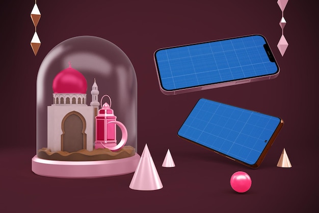 PSD ramadan smart phones design makieta